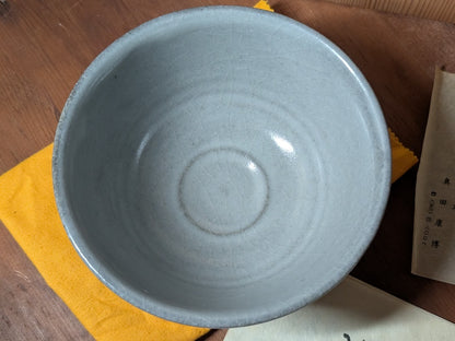 Japanese Vintage Light Blue Matcha Tea Bowl W/Box Docs Art Pottery