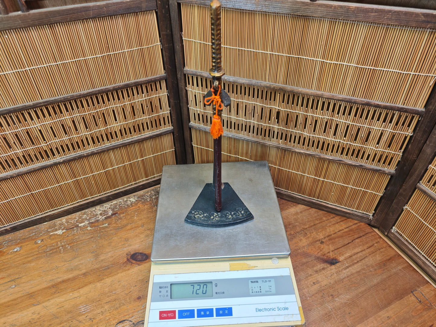 Japanese Hand Forged Steel Mini Bokuto Katana Sculpture with Stand Rare