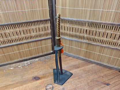 Japanese Hand Forged Steel Mini Bokuto Katana Sculpture with Stand Rare