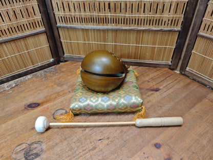 Vintage Japanese Mokugyo Drum 1970s Wooden Buddhist Temple Instrument