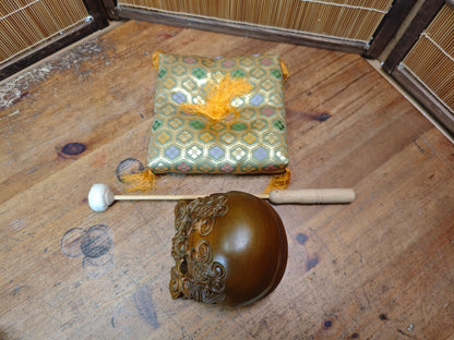 Vintage Japanese Mokugyo Drum 1970s Wooden Buddhist Temple Instrument