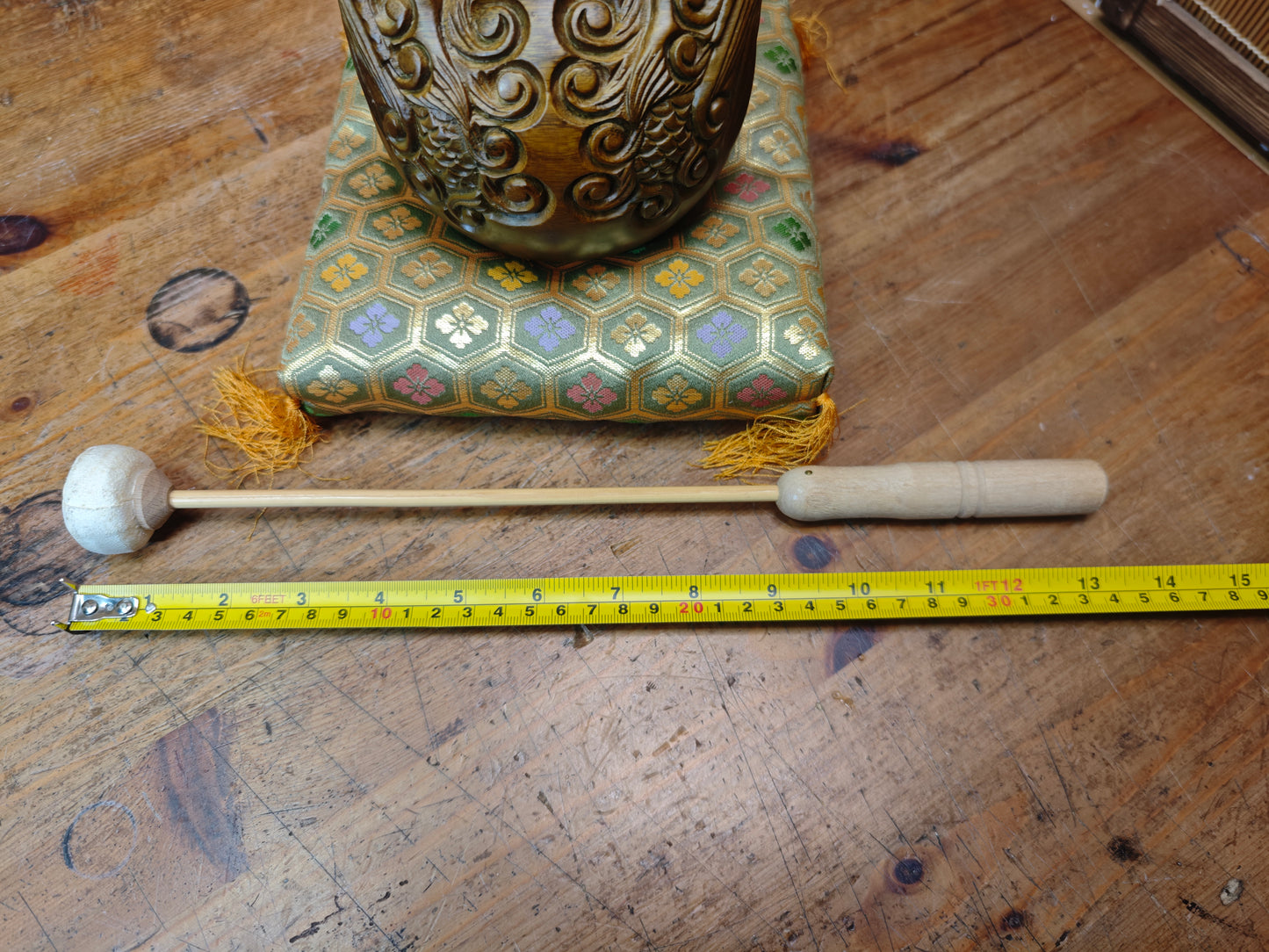 Vintage Japanese Mokugyo Drum 1970s Wooden Buddhist Temple Instrument