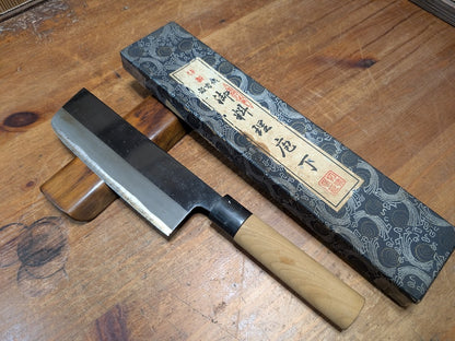 Vintage Japanese Nakiri Knife 1970s | Hand Forged Carbon Steel
