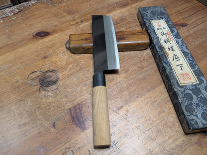 Vintage Japanese Nakiri Knife 1970s | Hand Forged Carbon Steel