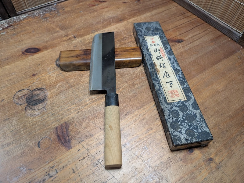 Vintage Japanese Nakiri Knife 1970s | Hand Forged Carbon Steel