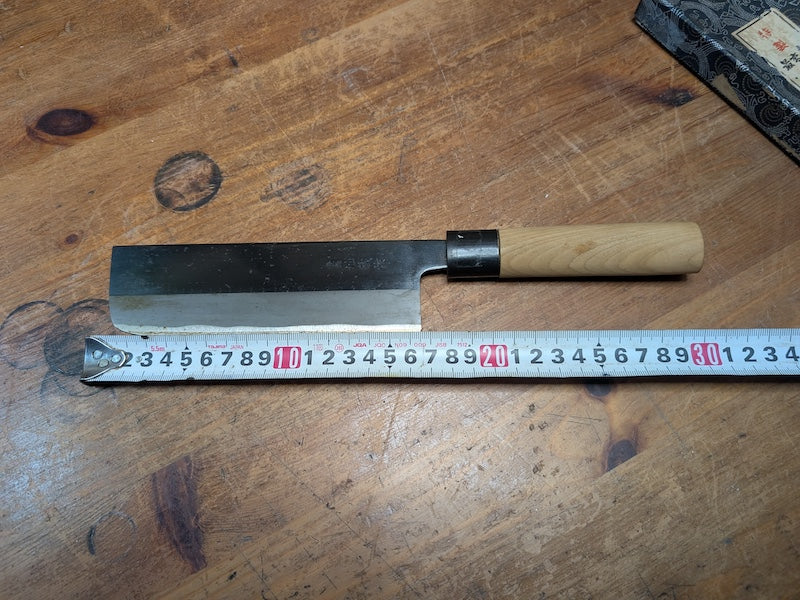 Vintage Japanese Nakiri Knife 1970s | Hand Forged Carbon Steel