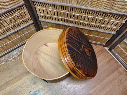 Vintage Japanese Ohitsu Rice Container Bentwood Wooden Rice Tub Lid