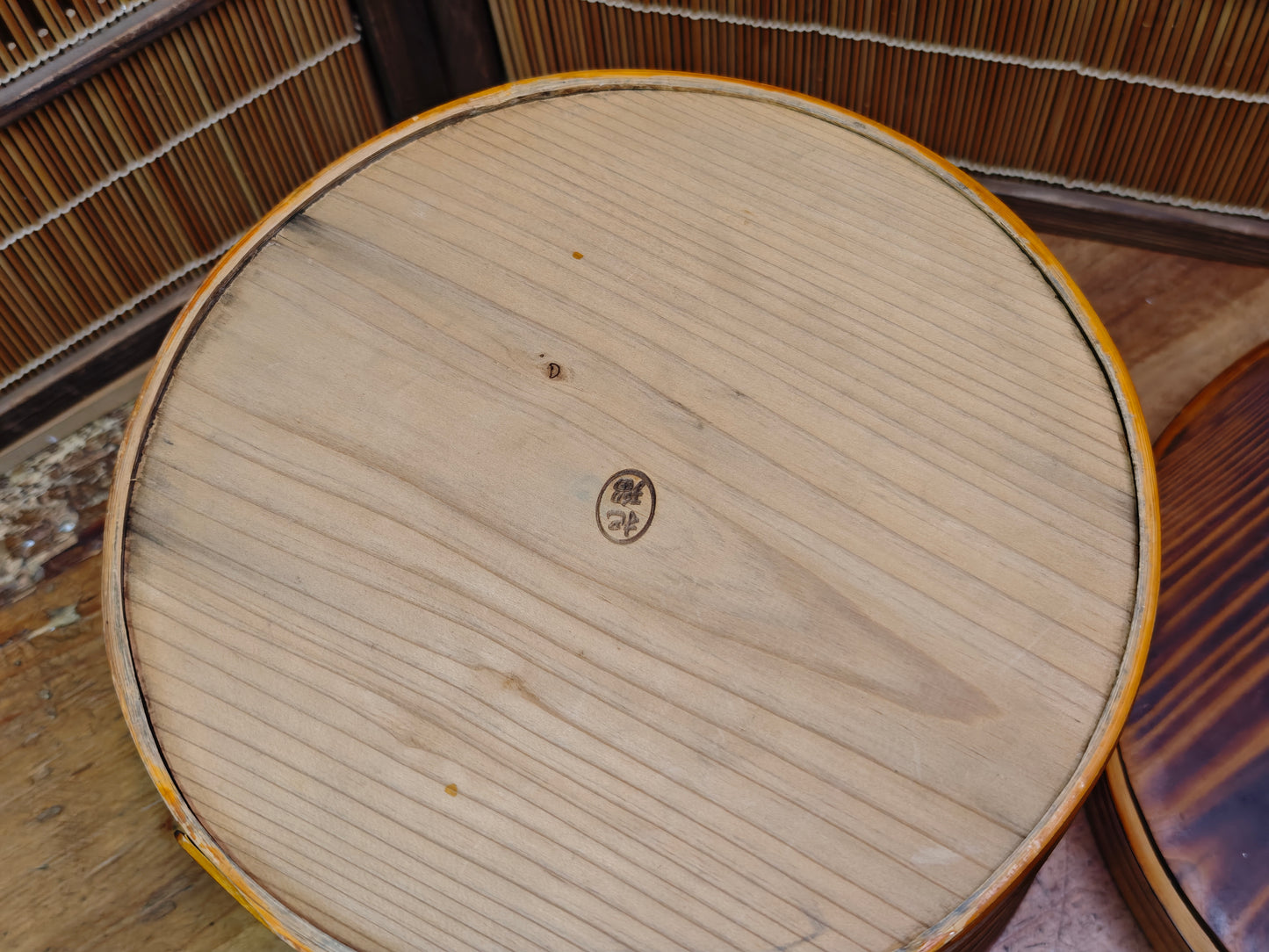 Vintage Japanese Ohitsu Rice Container Bentwood Wooden Rice Tub Lid
