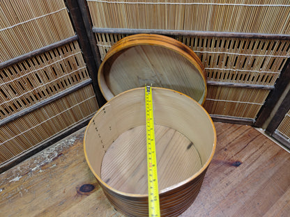Vintage Japanese Ohitsu Rice Container Bentwood Wooden Rice Tub Lid