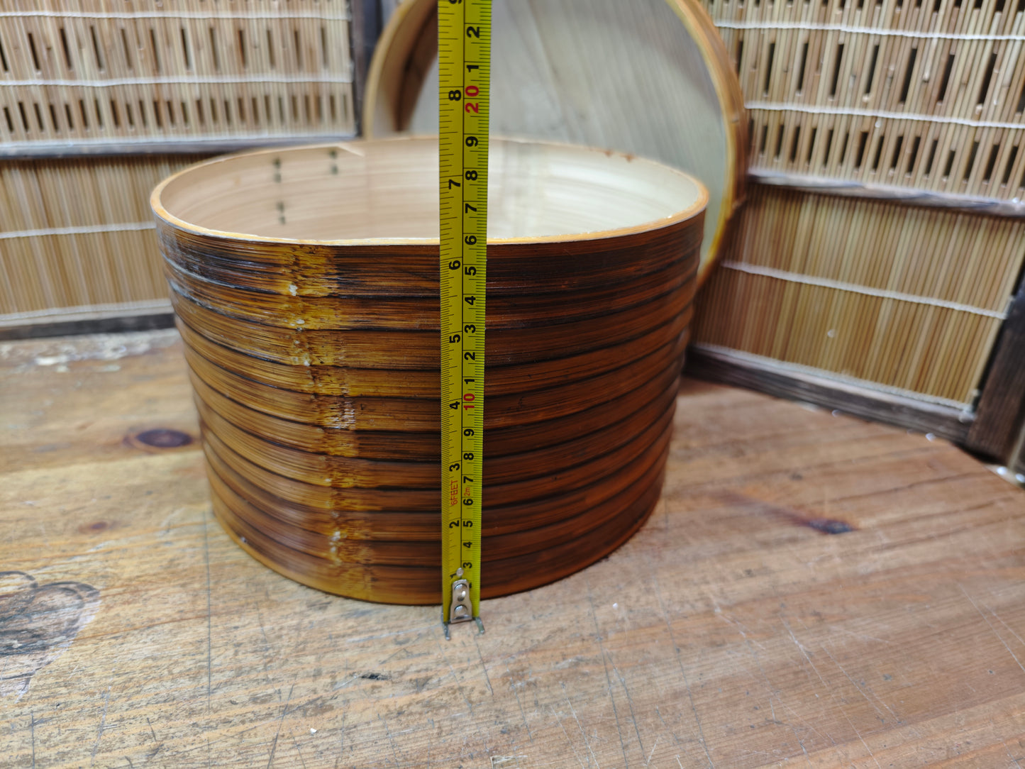 Vintage Japanese Ohitsu Rice Container Bentwood Wooden Rice Tub Lid