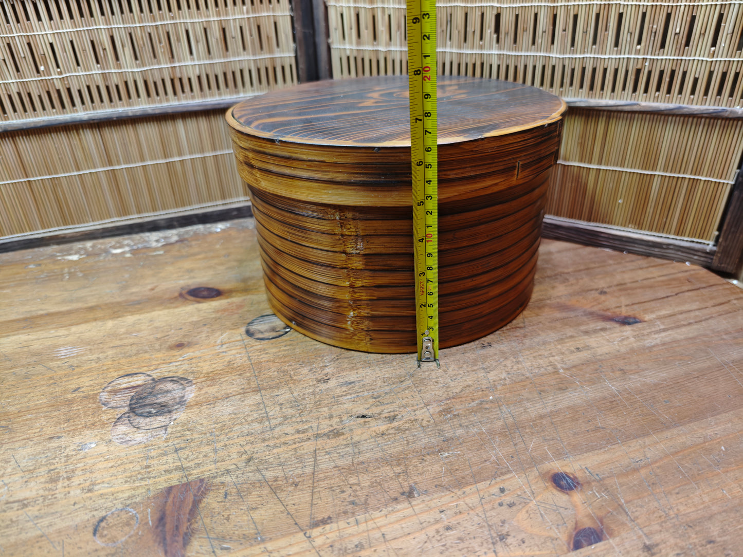 Vintage Japanese Ohitsu Rice Container Bentwood Wooden Rice Tub Lid