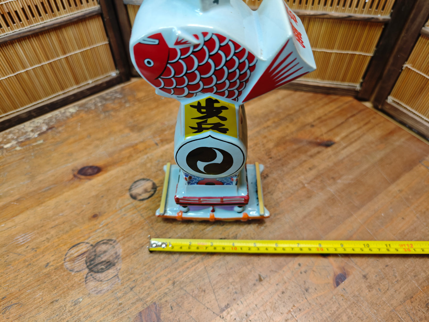 Vintage Japanese Sake Bottle 1950s Porcelain Fish Bin Festival Rare
