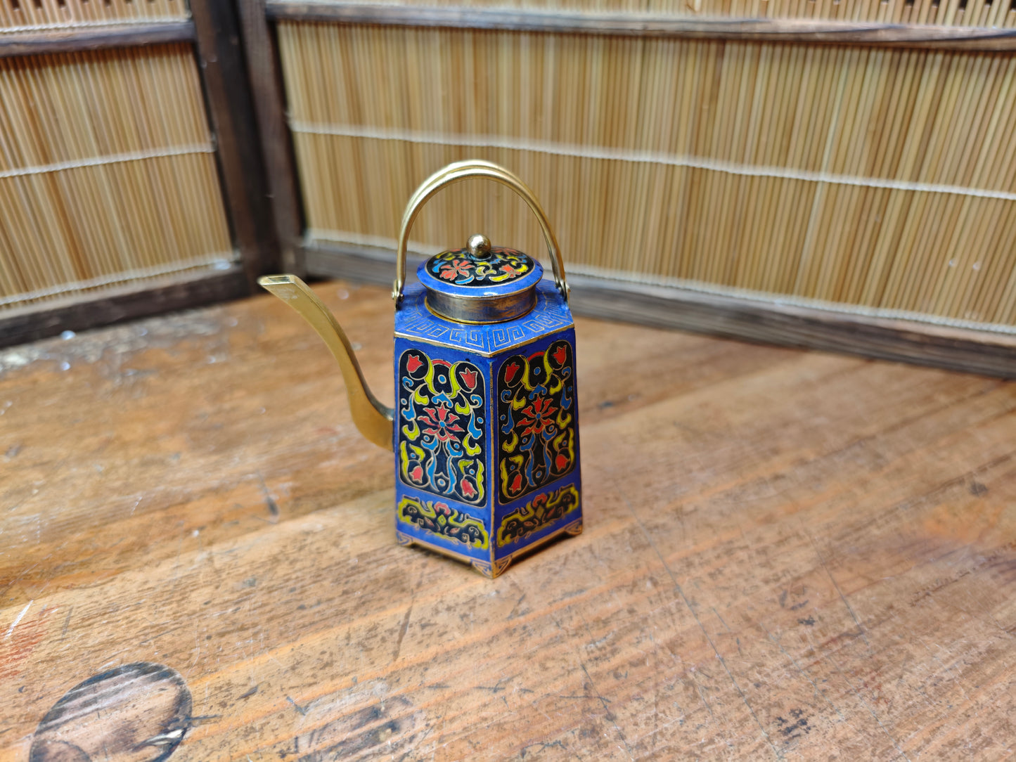 Vintage Japanese Shippo Cloisonné Tea Pot Enamel Chado Sake Vessel