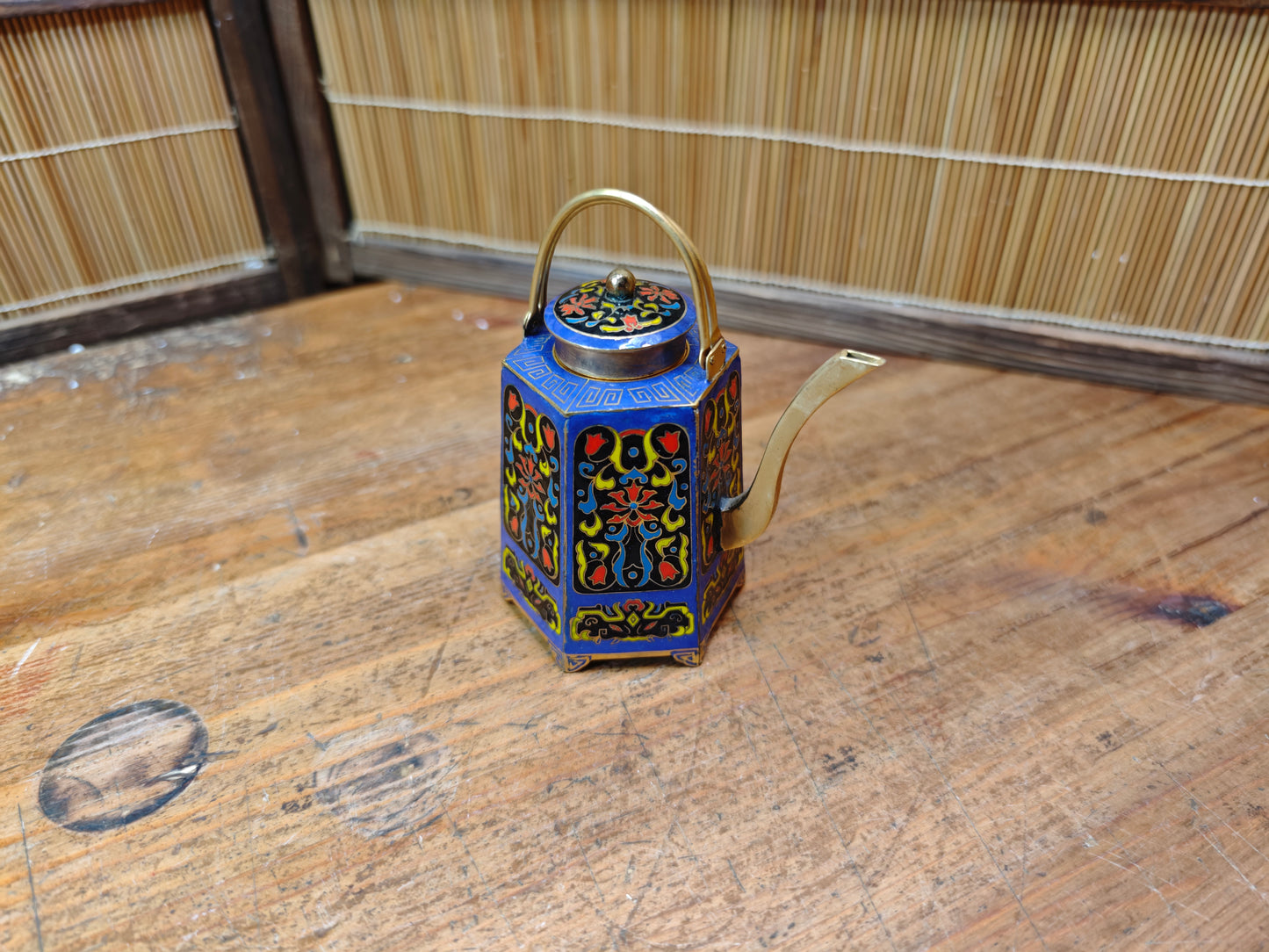 Vintage Japanese Shippo Cloisonné Tea Pot Enamel Chado Sake Vessel