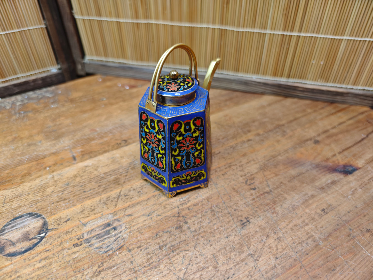 Vintage Japanese Shippo Cloisonné Tea Pot Enamel Chado Sake Vessel