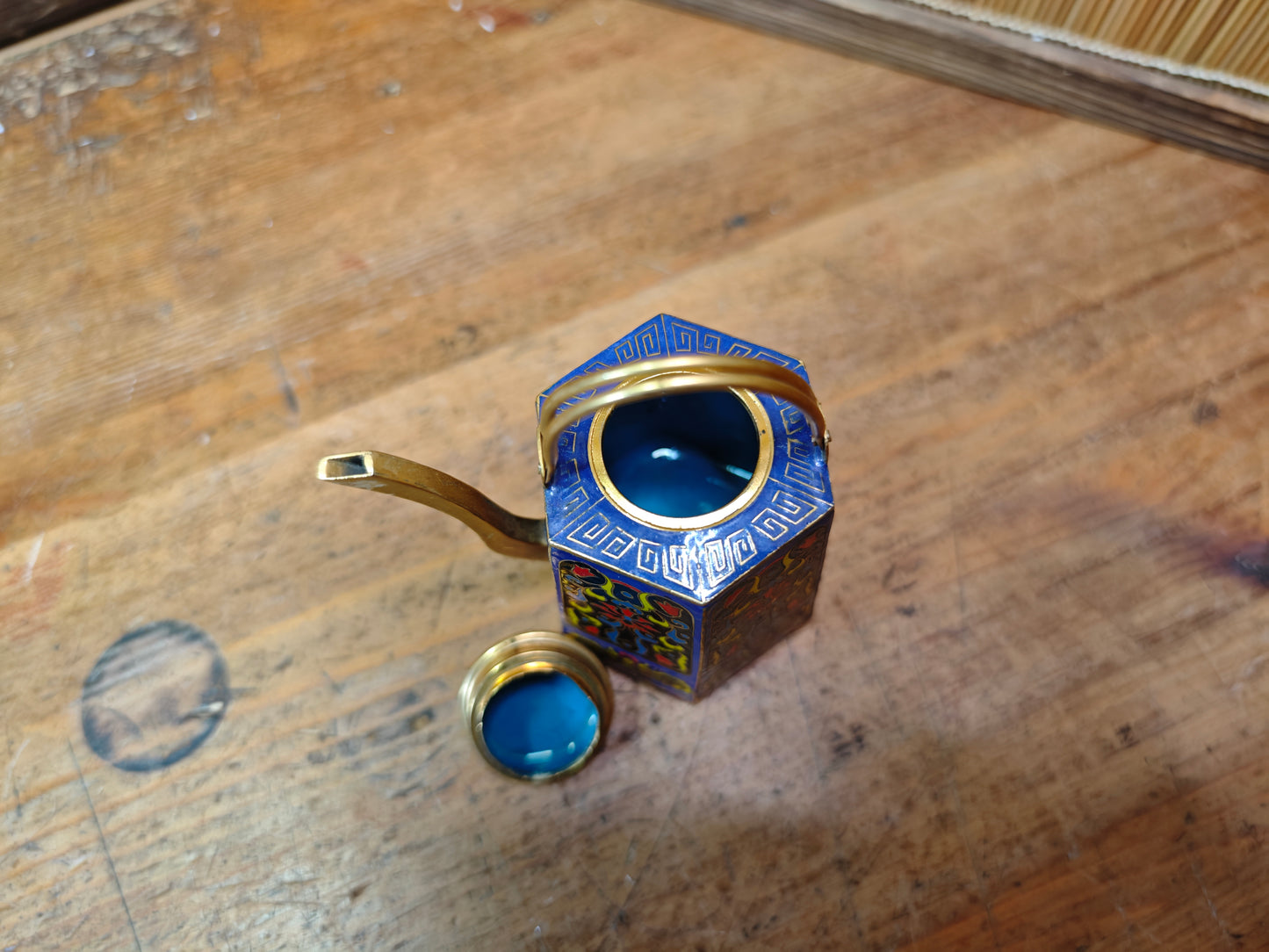 Vintage Japanese Shippo Cloisonné Tea Pot Enamel Chado Sake Vessel