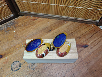 Vintage Japanese Shippo Enamel Brass Duck Incense Container Set w/Box