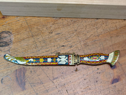 Vintage Japanese Shippo Enamel Brass Letter Opener Paper Knife w/Box