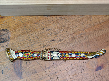 Vintage Japanese Shippo Enamel Brass Letter Opener Paper Knife w/Box