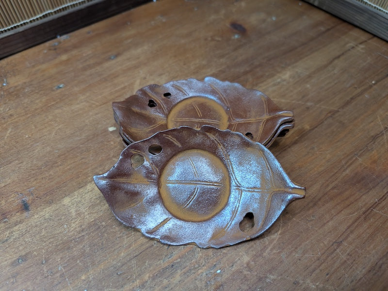 Vintage 1960s Japanese Nambu Steel Coaster Leaf Design Signed Rare