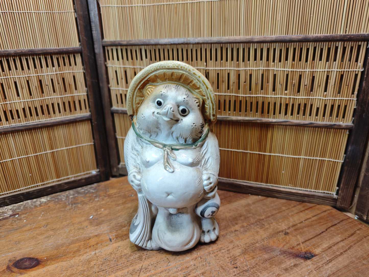 Vintage Japanese Tanuki Statue Shigaraki Ware Big Size Handmade Art