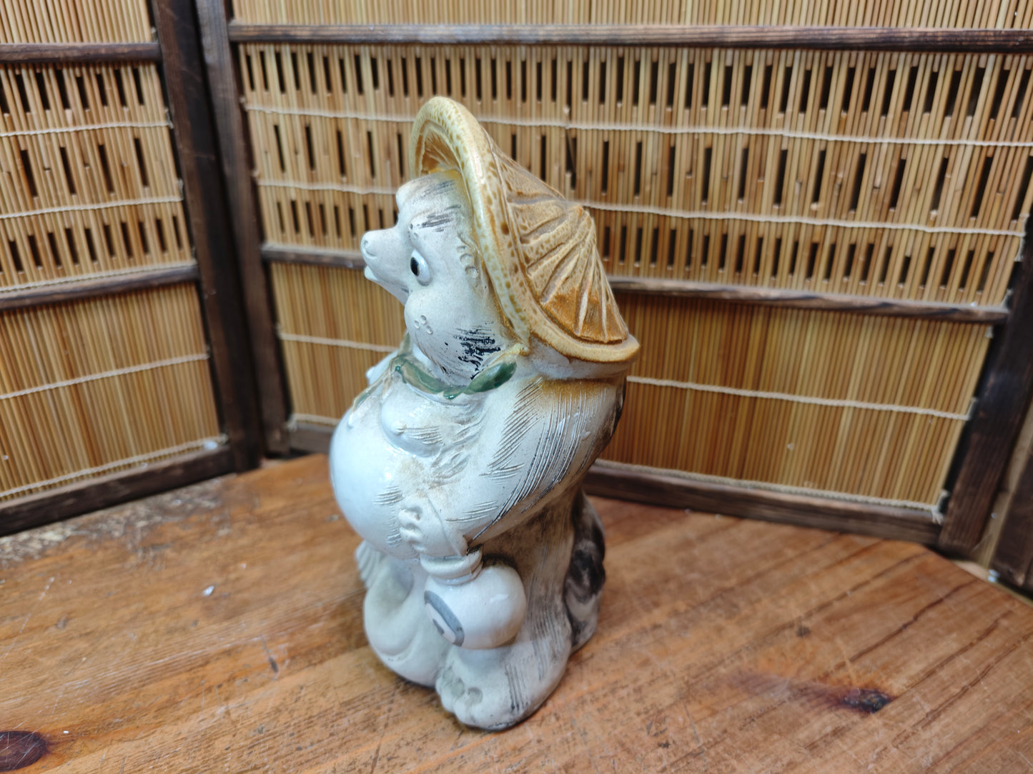 Vintage Japanese Tanuki Statue Shigaraki Ware Big Size Handmade Art