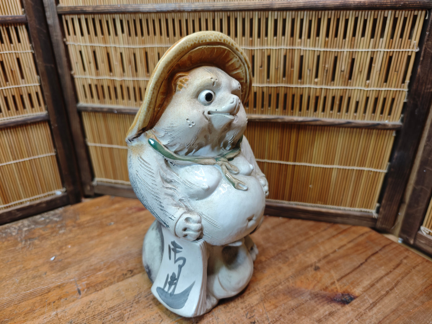 Vintage Japanese Tanuki Statue Shigaraki Ware Big Size Handmade Art