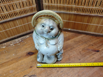 Vintage Japanese Tanuki Statue Shigaraki Ware Big Size Handmade Art