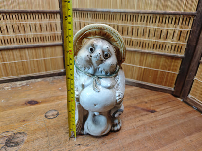 Vintage Japanese Tanuki Statue Shigaraki Ware Big Size Handmade Art