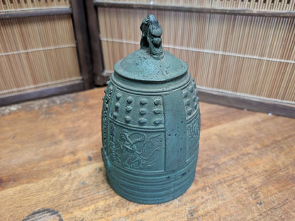 Vintage Japanese Temple Bell Bonshō Dragon Handle Patina Bronze Look Auction Japan