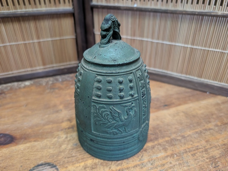 Vintage Japanese Temple Bell Bonshō Dragon Handle Patina Bronze Look Auction Japan