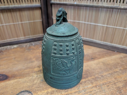 Vintage Japanese Temple Bell Bonshō Dragon Handle Patina Bronze Look Auction Japan