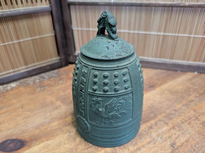 Vintage Japanese Temple Bell Bonshō Dragon Handle Patina Bronze Look Auction Japan