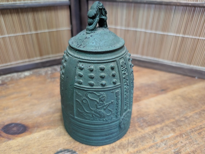 Vintage Japanese Temple Bell Bonshō Dragon Handle Patina Bronze Look Auction Japan
