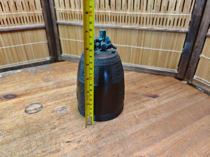 Vintage Japanese Temple Bell Bonshō Dragon Handle Patina Bronze