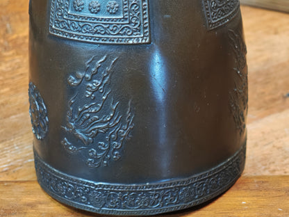 Vintage Japanese Temple Bell Bonshō Dragon Handle Patina Bronze