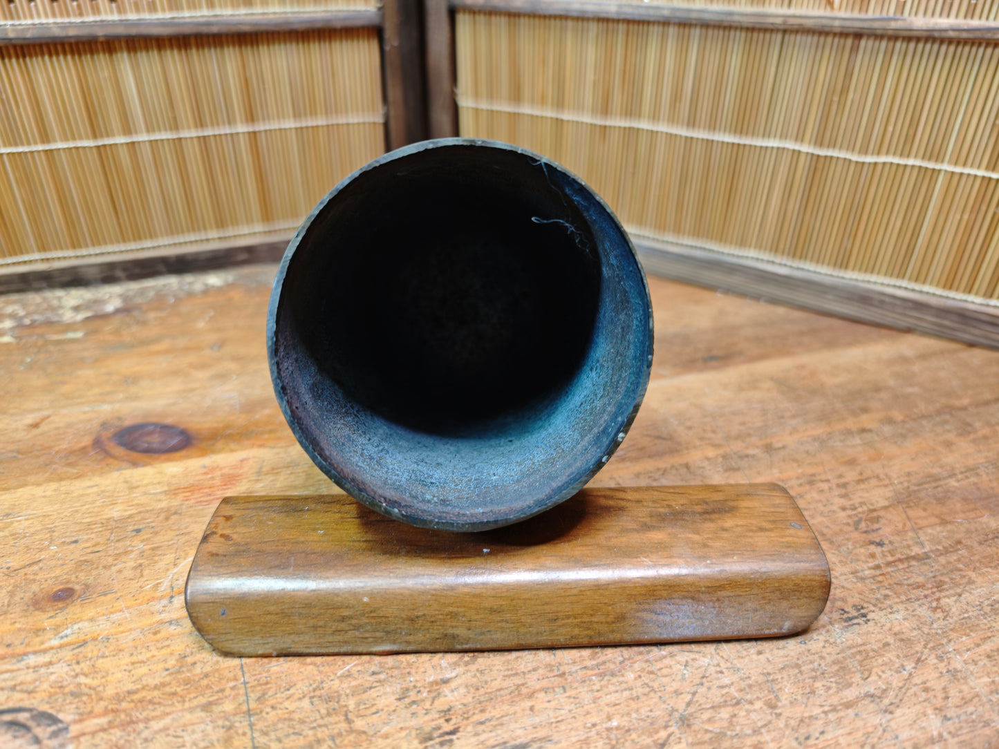 Vintage Japanese Temple Bell Bonshō Dragon Handle Patina Bronze