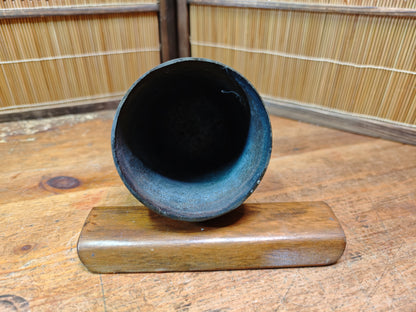 Vintage Japanese Temple Bell Bonshō Dragon Handle Patina Bronze