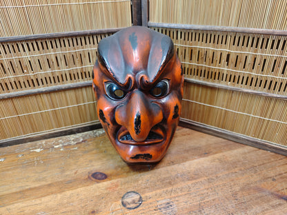 Vintage Japanese Tengu Mask Signed Wall Hanging Folk Art Antique
