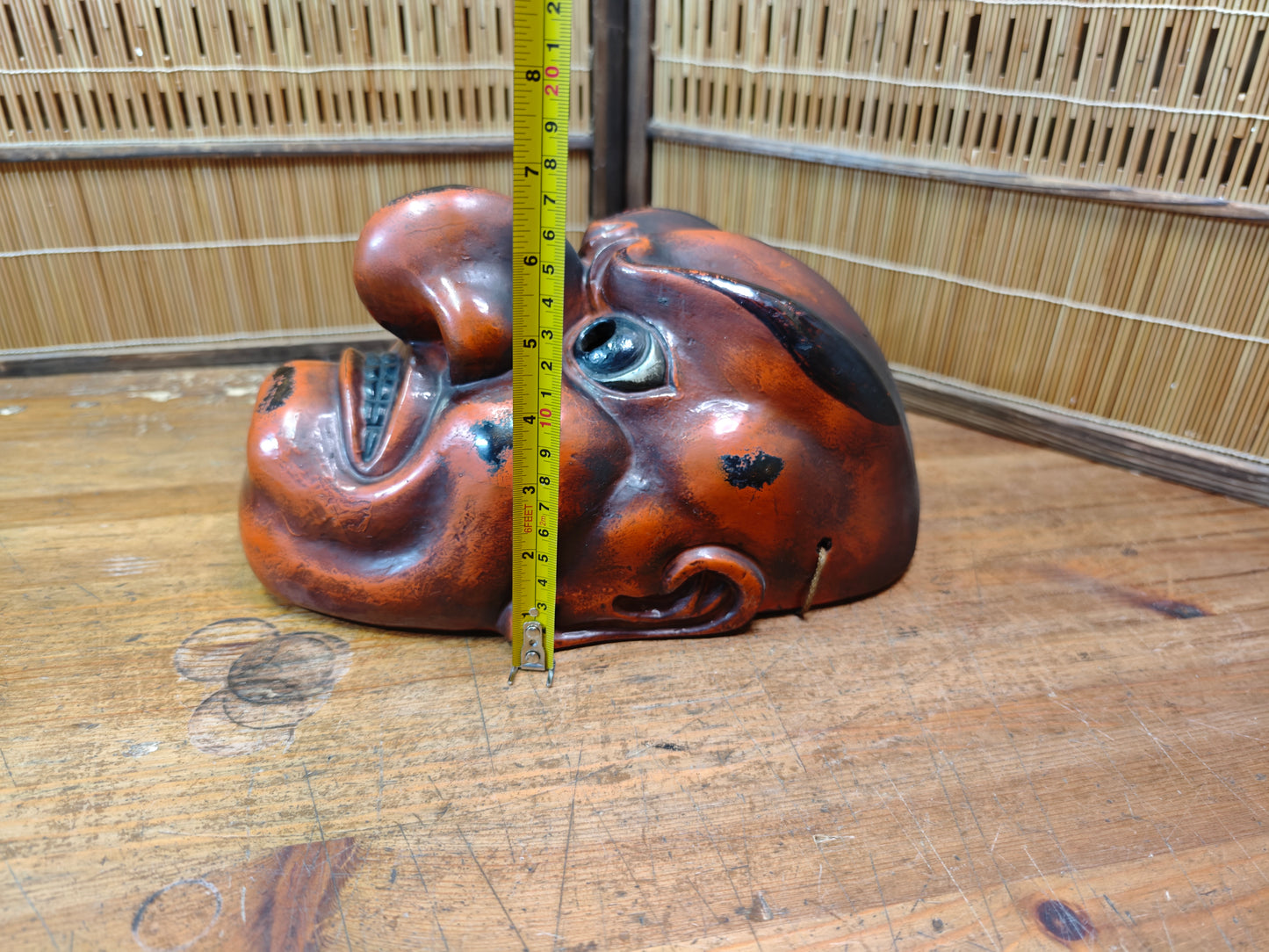 Vintage Japanese Tengu Mask Signed Wall Hanging Folk Art Antique