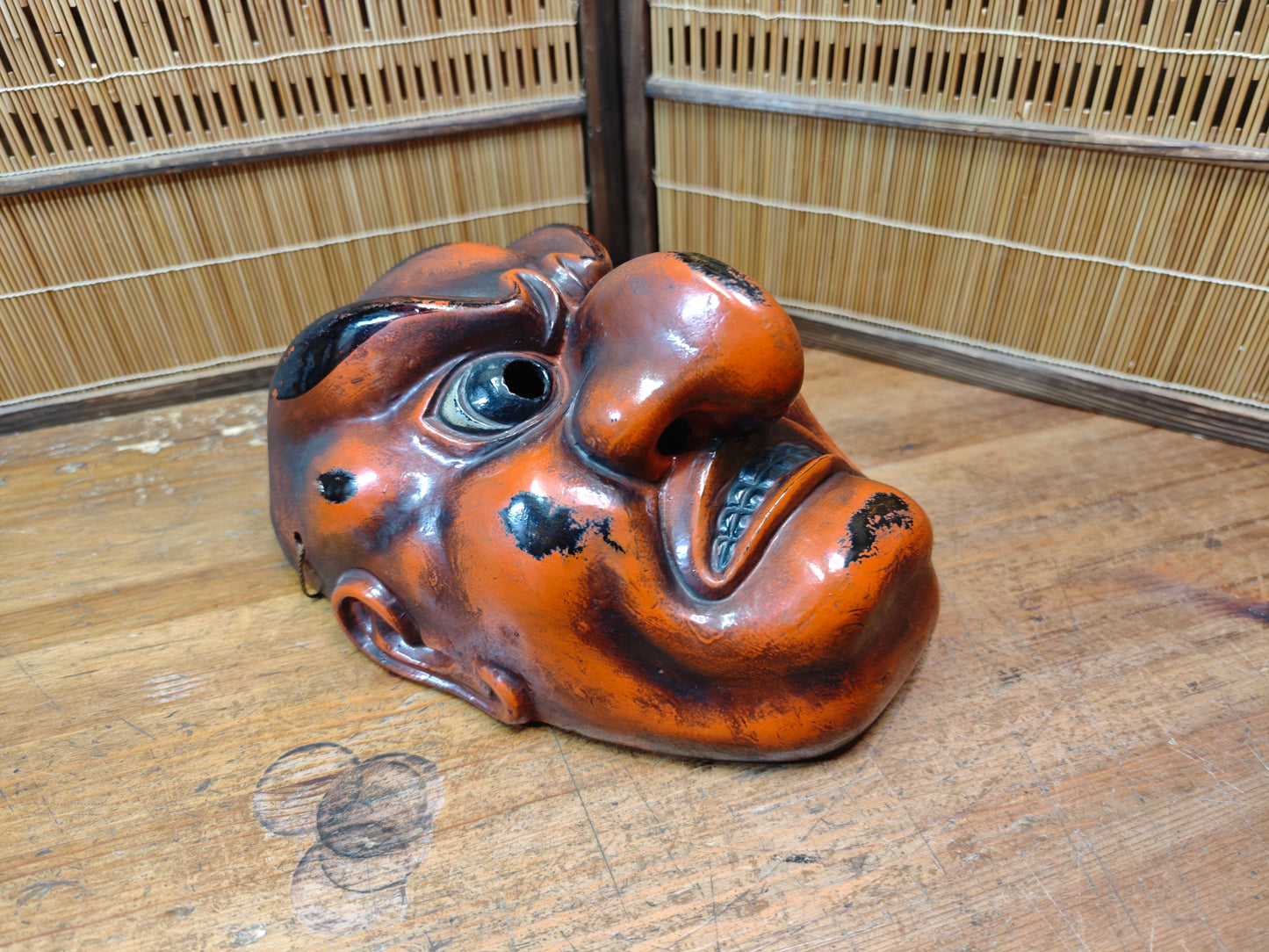 Vintage Japanese Tengu Mask Signed Wall Hanging Folk Art Antique