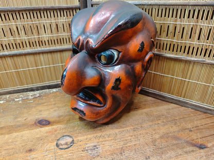 Vintage Japanese Tengu Mask Signed Wall Hanging Folk Art Antique