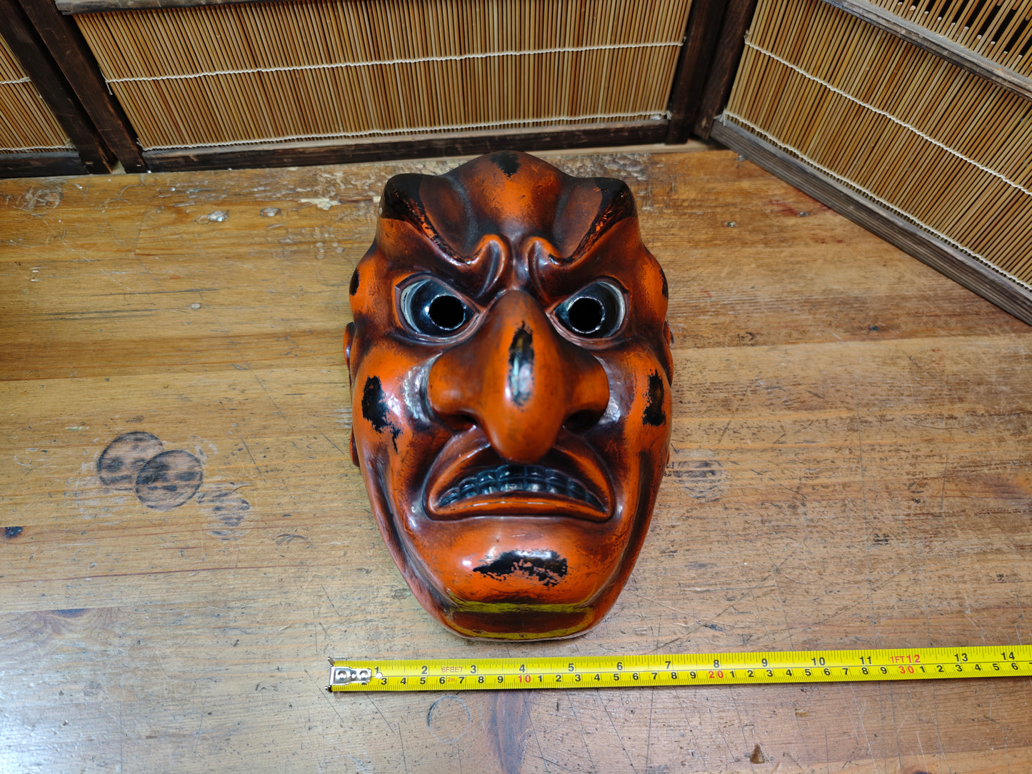 Vintage Japanese Tengu Mask Signed Wall Hanging Folk Art Antique