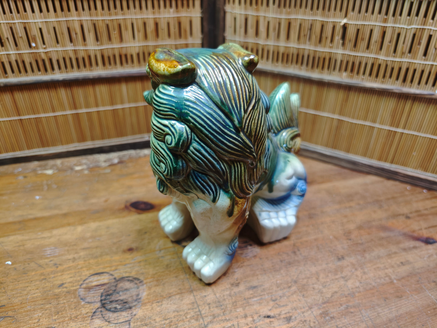 Vintage Okinawan Shisa Female Statue Giant Ceramic Guardian Lion Japan