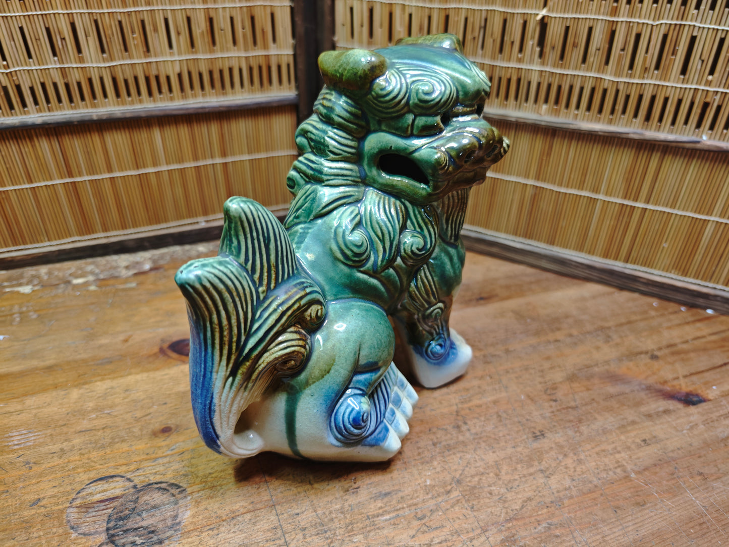 Vintage Okinawan Shisa Female Statue Giant Ceramic Guardian Lion Japan