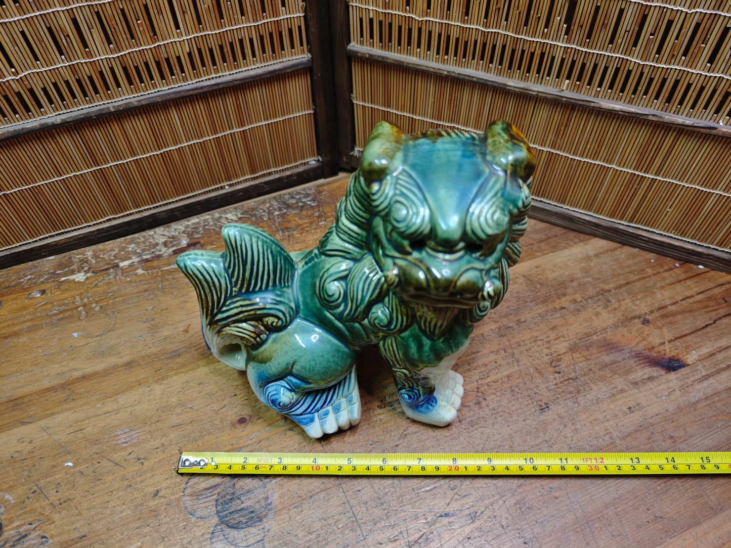 Vintage Okinawan Shisa Female Statue Giant Ceramic Guardian Lion Japan