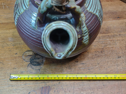 Vintage Shigaraki Teapot Large Japanese Stoneware Wicker Handle Art