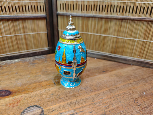 Vintage Thai Enamel Automatic Toothpick Holder Temple Elephant