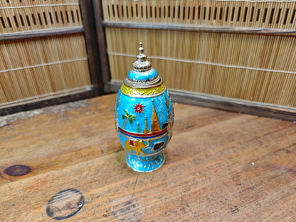 Vintage Thai Enamel Automatic Toothpick Holder Temple Elephant
