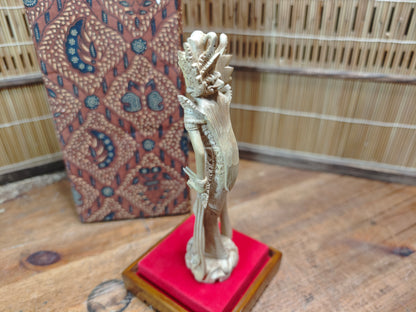 Vintage Thai Wooden Devata Statue in Case Hand Carved Temple Figure